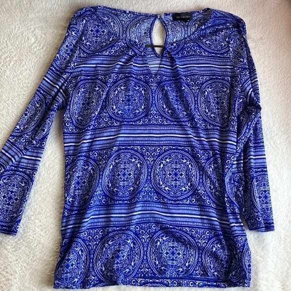 Regal Paisley Long Sleeve:‎ Blue & White, Size M, The Limited - Picture 1 of 4